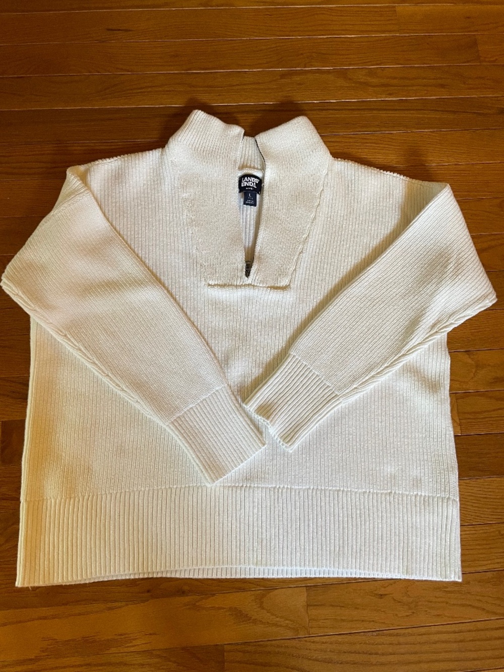 100 % Cotton Lands’ End Quarter Zip Drifter Sweater